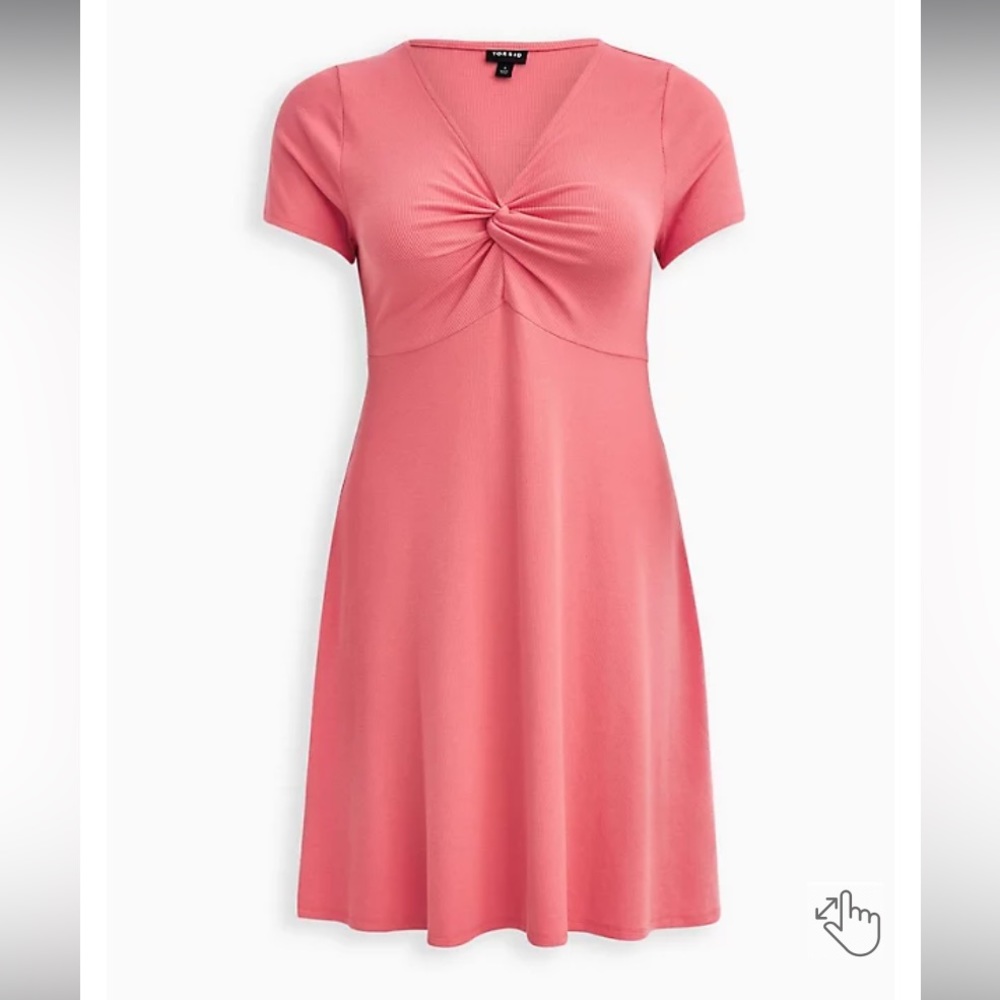 NWT Torrid Coral Rib Knit Front Twist Skater Dress Size 2X